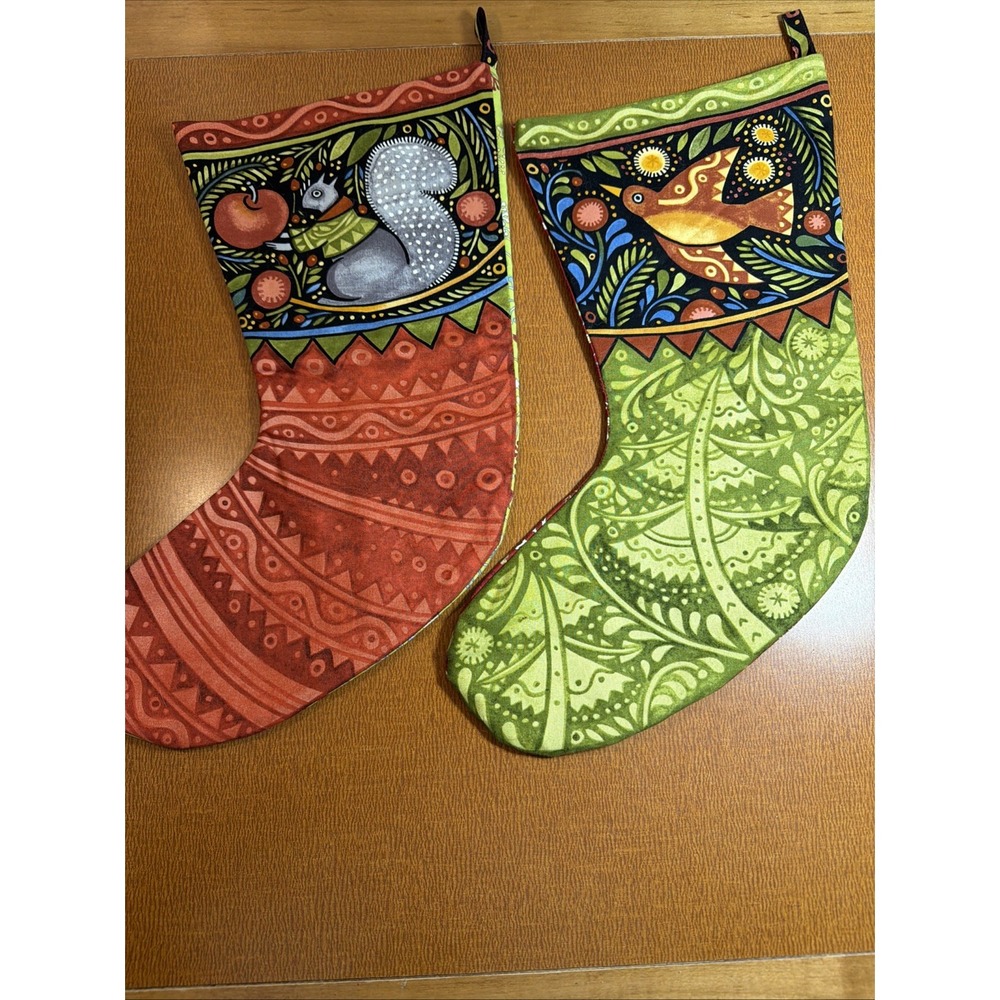 2 Homemade Christmas Stockings Scandanavian Folk Designs By Julie Paschkis